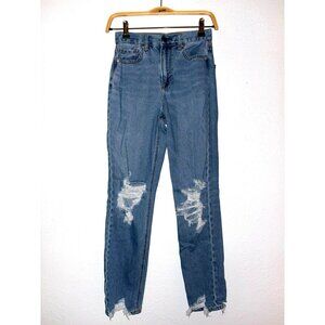 American Eagle Outfitters Mom Jeans Distressed Denim Regular Fit Size 00